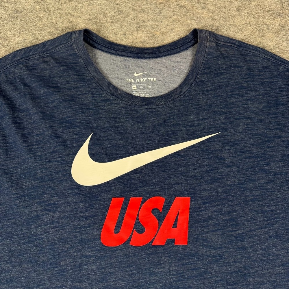 Nike Dri Fit Team USA T-Shirt Athletic Cut Blue Mens XXL 2XL - Picture 3 of 11